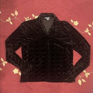 Jacobi New York Deep Brown Velvet collared shirt